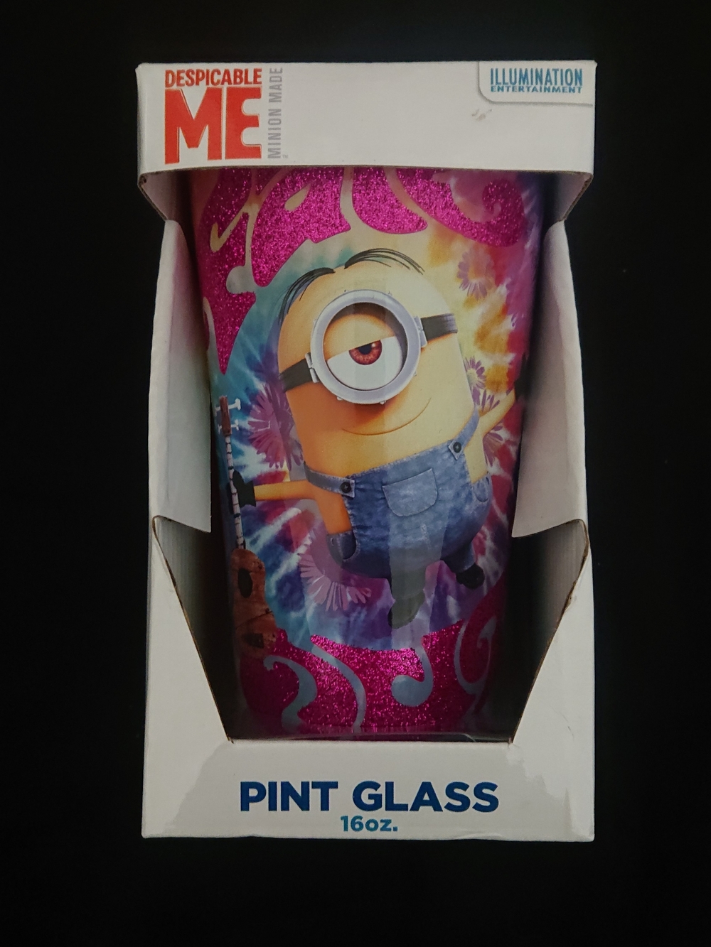 Despicable Me Minions - 16 oz Pink Glitter Pint Glass - Far Out Hippie Tie Dye